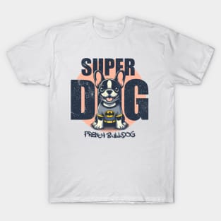 Super Dog French Bulldog, Art Illustration cartoon T-Shirt